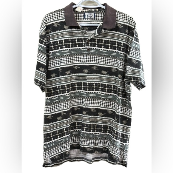 Hogan Black and Gray Patterned Polo Shirt - Picture 1 of 4